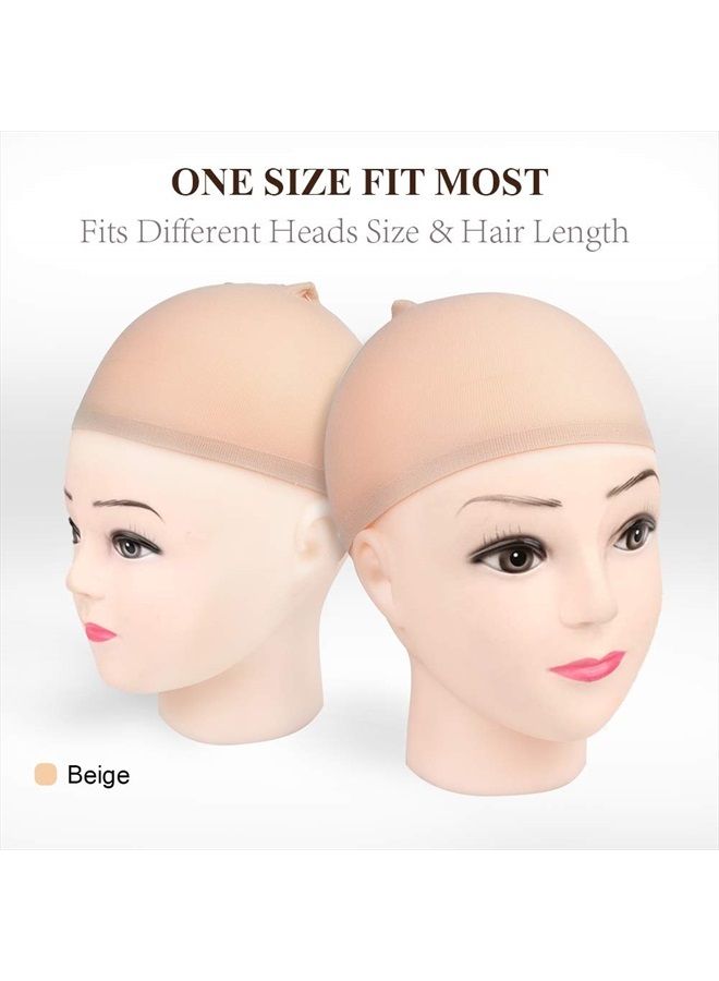 MORGLES Wig Caps, 20pcs Nude Wig Caps Stocking Caps for Wigs Beige Wig Cap Stretchy Nylon Wig Caps for Women-Beige  - Image 2
