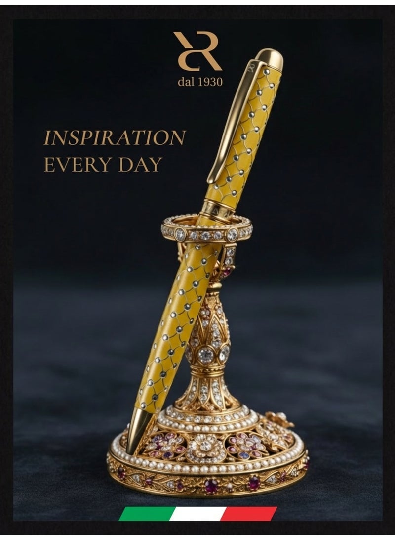 أنكورا رابيد فابر "الذهب الأصفر" – قلم جاف فاخر مستوحى من روائع فابرجيه – مصنوع يدويًا في إيطاليا (فابر "الذهب الأصفر – أصفر") - Image 2