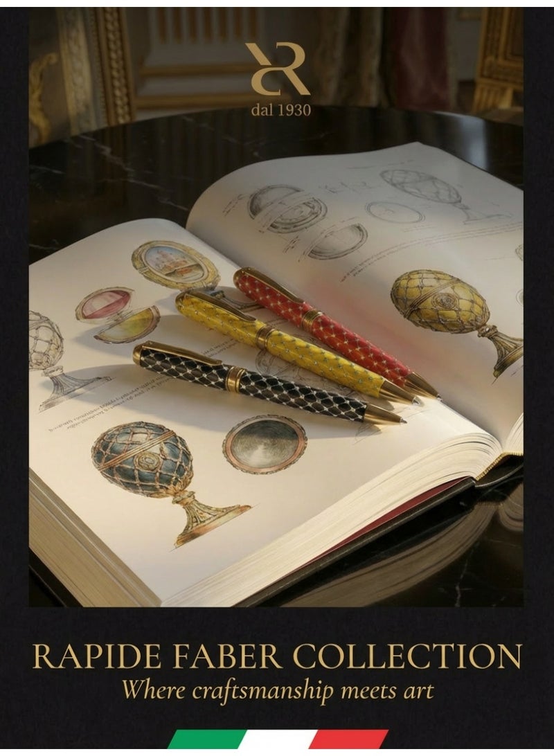 أنكورا رابيد فابر "الذهب الأصفر" – قلم جاف فاخر مستوحى من روائع فابرجيه – مصنوع يدويًا في إيطاليا (فابر "الذهب الأصفر – أصفر") - Image 4