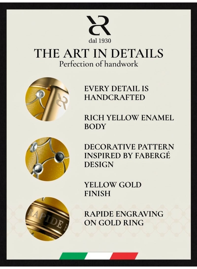 أنكورا رابيد فابر "الذهب الأصفر" – قلم جاف فاخر مستوحى من روائع فابرجيه – مصنوع يدويًا في إيطاليا (فابر "الذهب الأصفر – أصفر") - Image 3