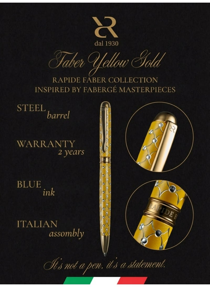 أنكورا رابيد فابر "الذهب الأصفر" – قلم جاف فاخر مستوحى من روائع فابرجيه – مصنوع يدويًا في إيطاليا (فابر "الذهب الأصفر – أصفر") - Image 1