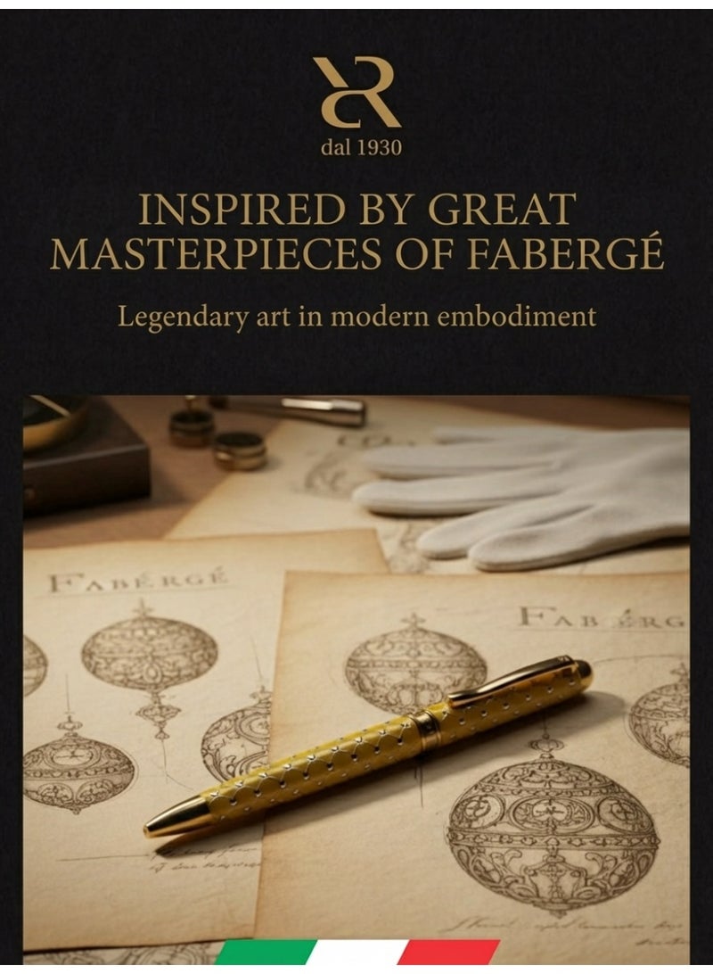 أنكورا رابيد فابر "الذهب الأصفر" – قلم جاف فاخر مستوحى من روائع فابرجيه – مصنوع يدويًا في إيطاليا (فابر "الذهب الأصفر – أصفر") - Image 5