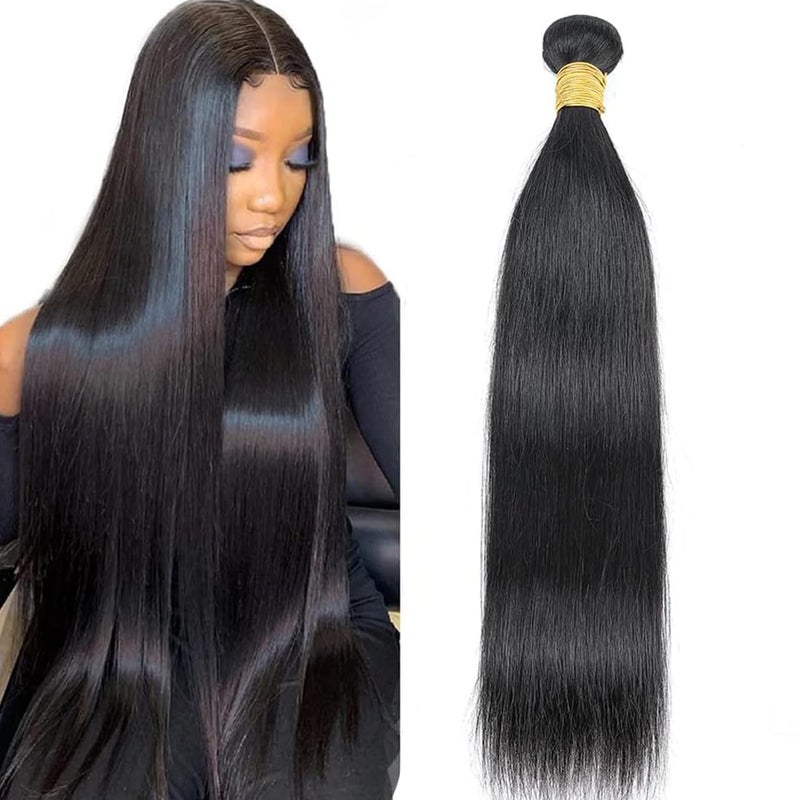 Brazilian Straight Human Hair 1 Bundle 24inch 10A 100 Unprocessed Straight Bundles Virgin Weave Raw Sew in Human Hair Bundles Deals Natural Black for Woman