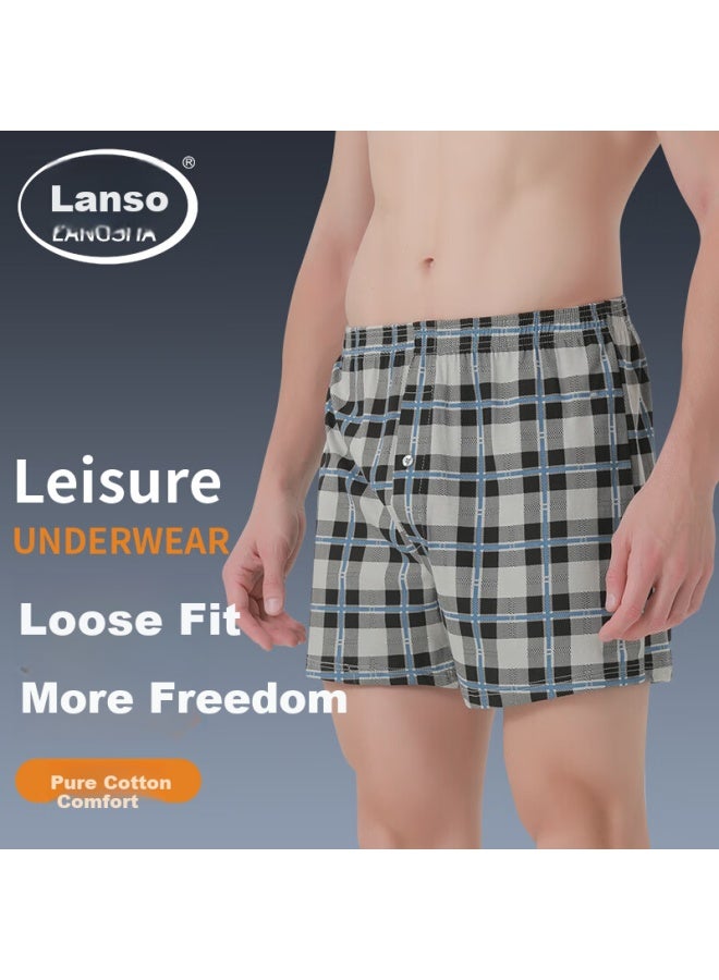 LANG SHA Langsha Men's Underwear, Aladdin Pants, 100% Pure Cotton, Loose-fitting, Breathable, Summer Sleepwear, Boxer Briefs, Shorts, Four-corner Shorts - Image 1
