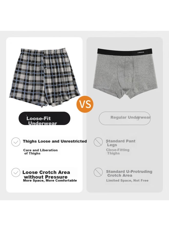 LANG SHA Langsha Men's Underwear, Aladdin Pants, 100% Pure Cotton, Loose-fitting, Breathable, Summer Sleepwear, Boxer Briefs, Shorts, Four-corner Shorts - Image 5