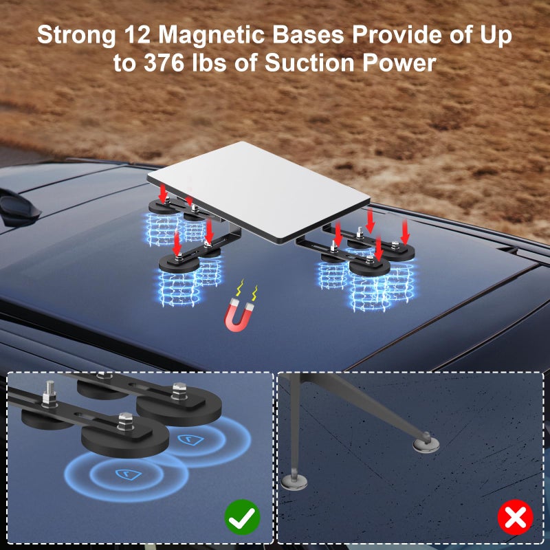 Generic bluedery Starlink Mini Magnetic Roof Mount, Starlink Mounting Kit for Starlink Internet Satellite, 12 Magnetic Bases, Starlink Mount for RV Roof,Car, Compatible with Starlink Standard Mini(V4) Dish  - Image 2
