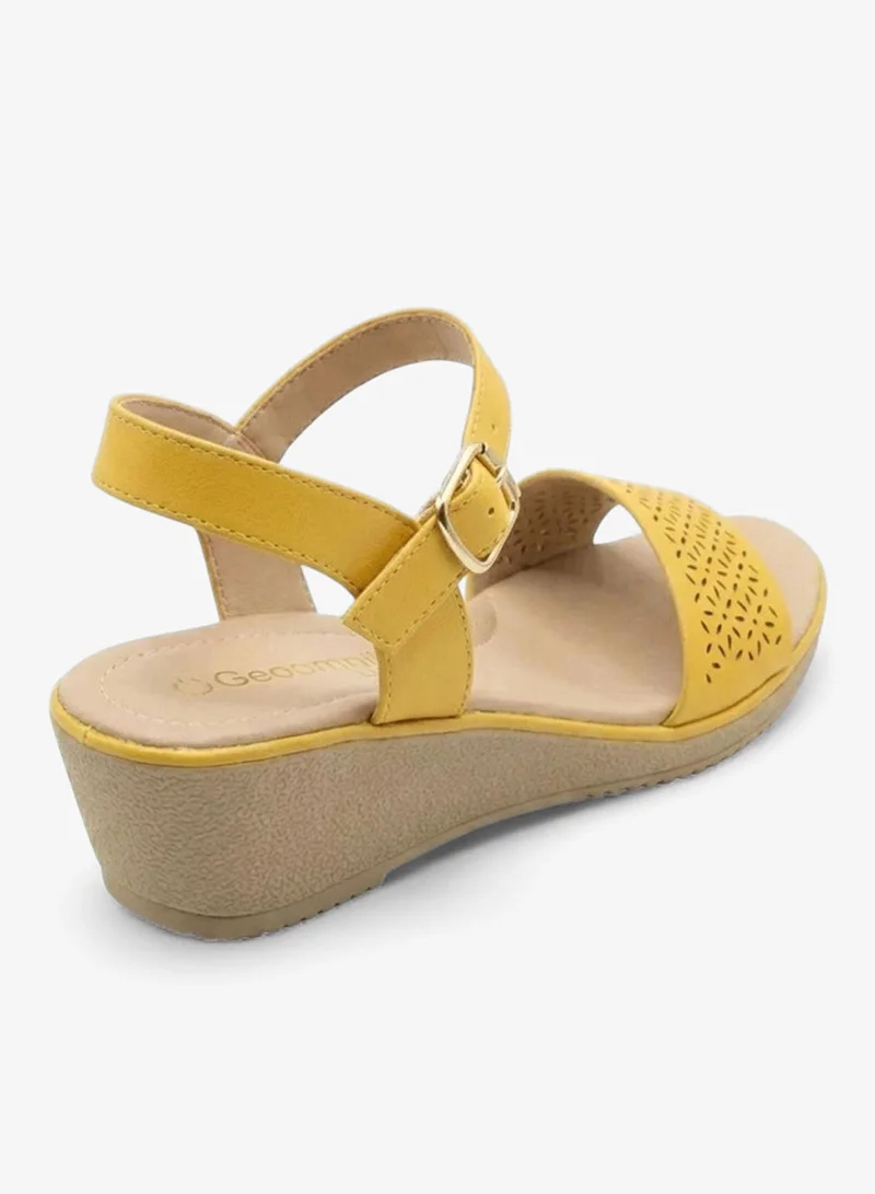 Geoomnii Yellow Women’s Sandals with Back Strap – Comfortable, Stylish & Secure Fit for Women | Best Price UAE
