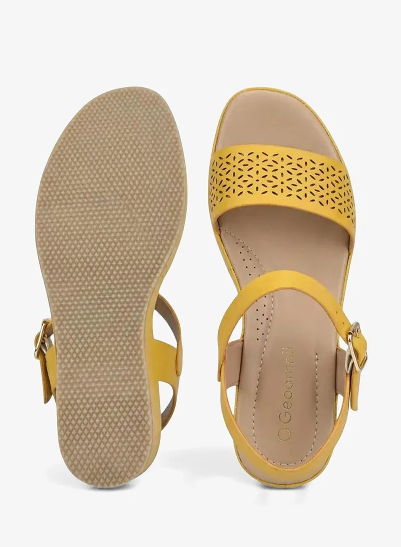 Geoomnii Yellow Women’s Sandals with Back Strap – Comfortable, Stylish & Secure Fit for Women | Best Price UAE