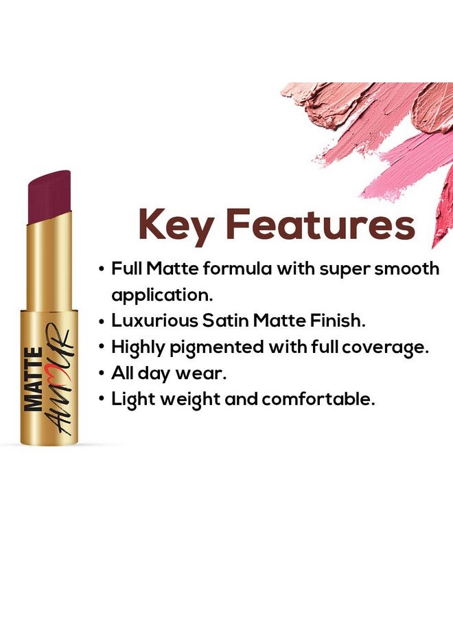 Jaquline USA Matte Amour Matte Lipstick Lightweight Longwear Lipsticks Matte Finish High Coveragehighly Pigmented Cruelty Freeparaben Freevegan (3.5G Self Love 10) - Image 3