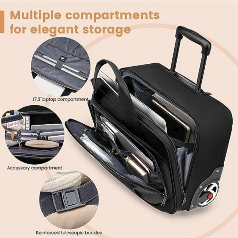 Rolling Laptop Bag, Rolling Briefcase for Men Women, Laptop Briefcase on Wheels, Carry On Bag for Business Travel - Image 2