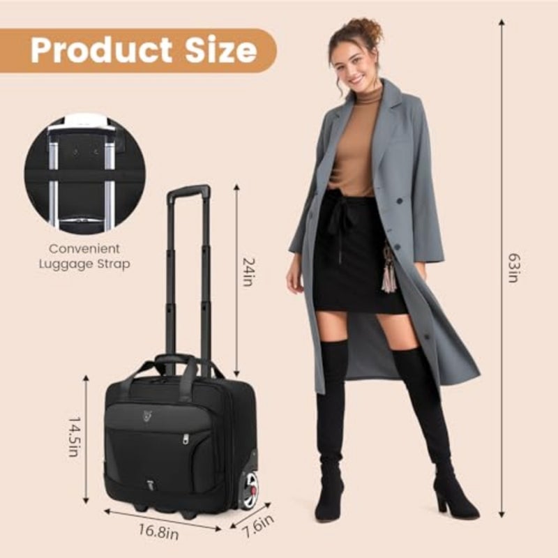 Rolling Laptop Bag, Rolling Briefcase for Men Women, Laptop Briefcase on Wheels, Carry On Bag for Business Travel - Image 5