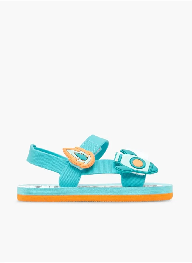 Aqua Boys' Applique Detail Sandals with Hook and Loop Closure