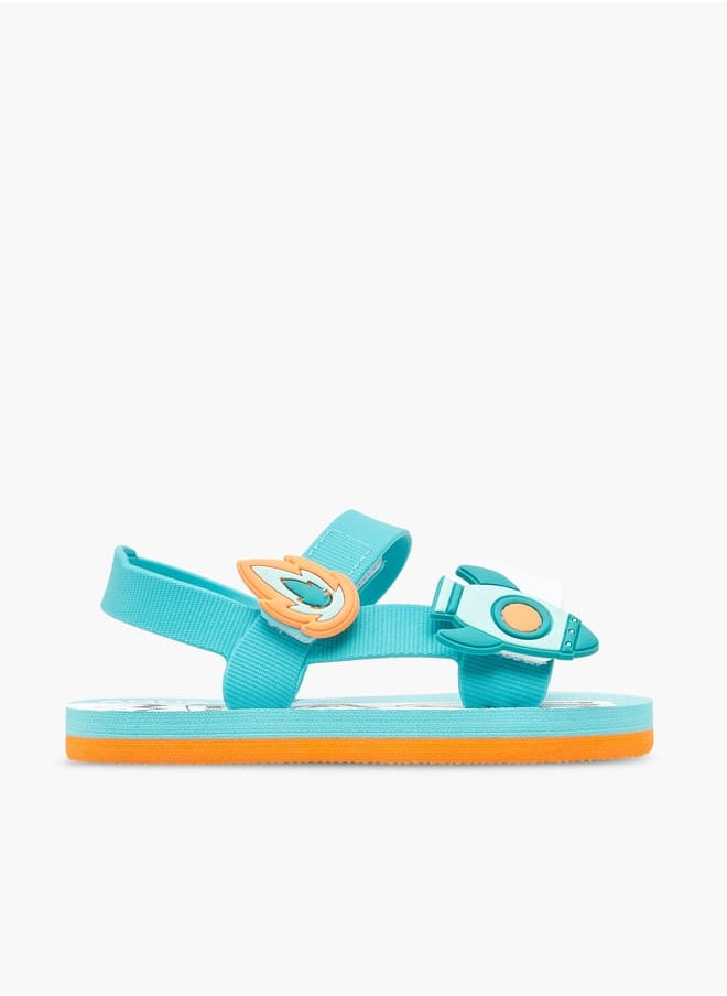 Aqua Boys' Applique Detail Sandals with Hook and Loop Closure  - Image 1