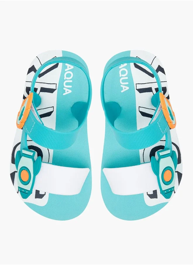 Aqua Boys' Applique Detail Sandals with Hook and Loop Closure