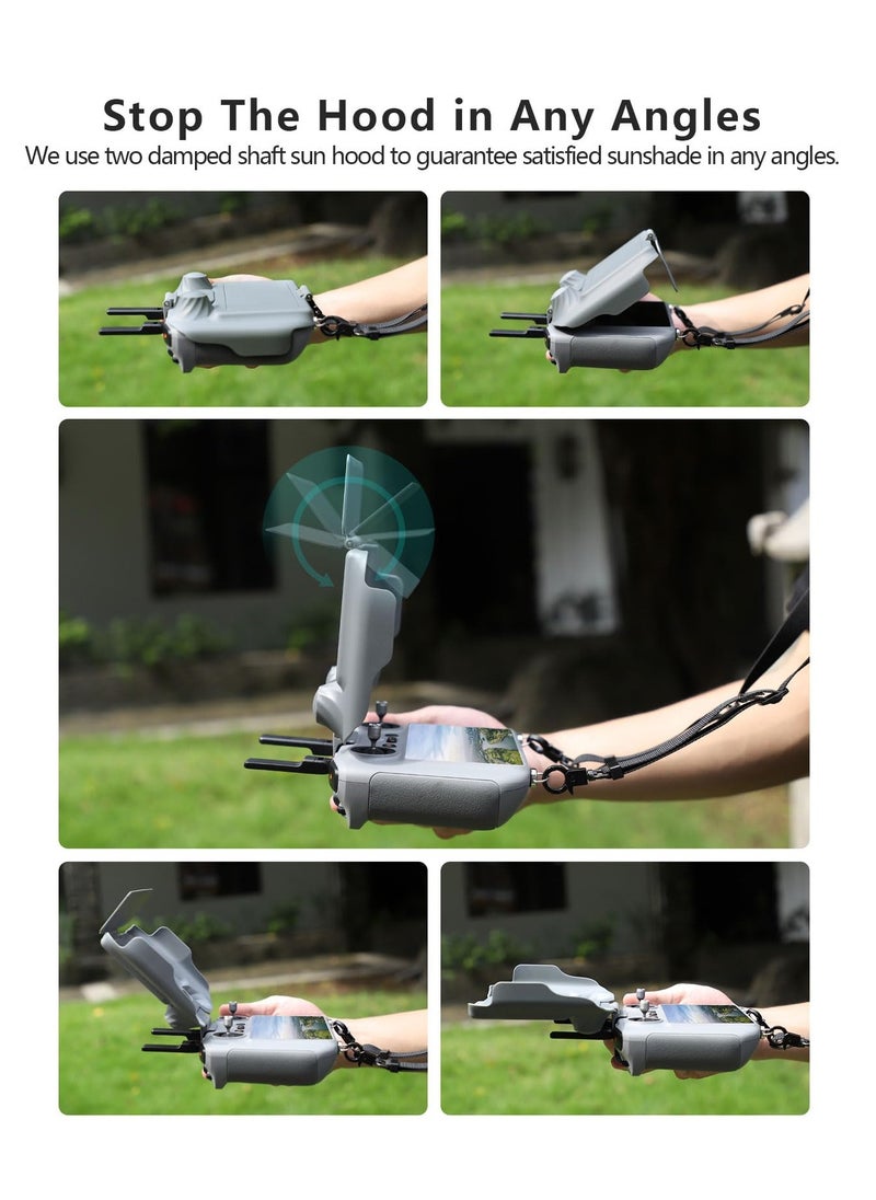 Generic - غطاء واقي للشمس لوحدة التحكم DJI Air 3 RC 2 وحامي عصا التحكم لحماية الشاشة المعززة والإكسسوارات باللون الرمادي - Image 1