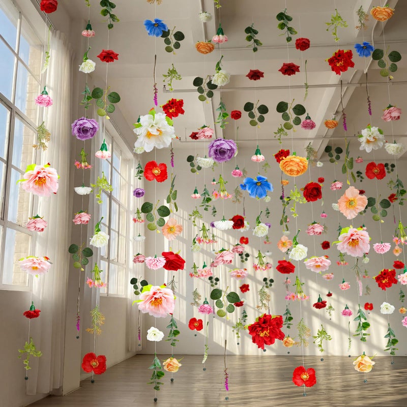 Suncalla 12 Pcs 70.8 ft Flower Garlands Hanging Artificial Wildflower Vine Decor from Ceiling Floating Floral Backdrop Silk Fake Flower Garland for Wedding Home Garden Wall Arch(Floral) - Image 1