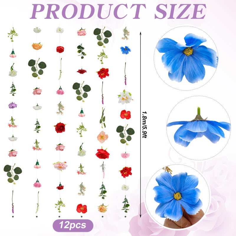 Suncalla 12 Pcs 70.8 ft Flower Garlands Hanging Artificial Wildflower Vine Decor from Ceiling Floating Floral Backdrop Silk Fake Flower Garland for Wedding Home Garden Wall Arch(Floral) - Image 2