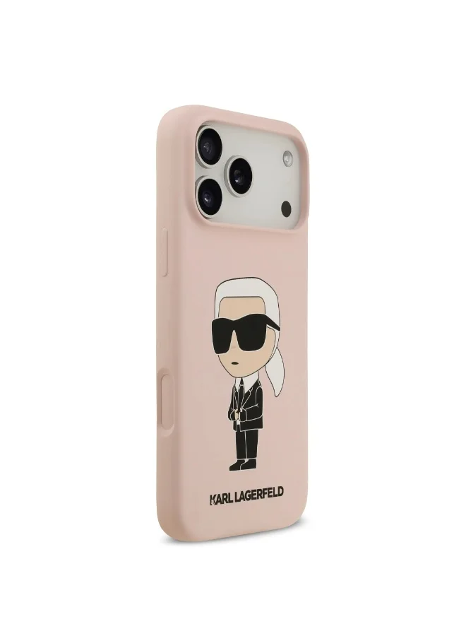 Karl Lagerfeld iPhone 17 Pro Max Case / Liquid Silicone Back Cover With Ikonik NFT Logo - Pink