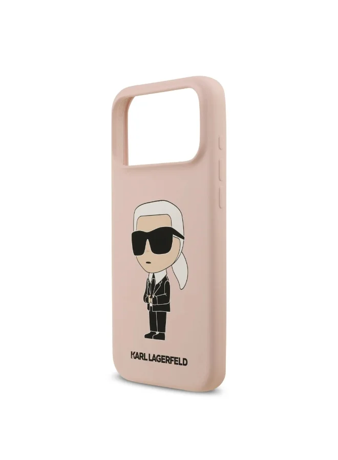 Karl Lagerfeld iPhone 17 Pro Max Case / Liquid Silicone Back Cover With Ikonik NFT Logo - Pink