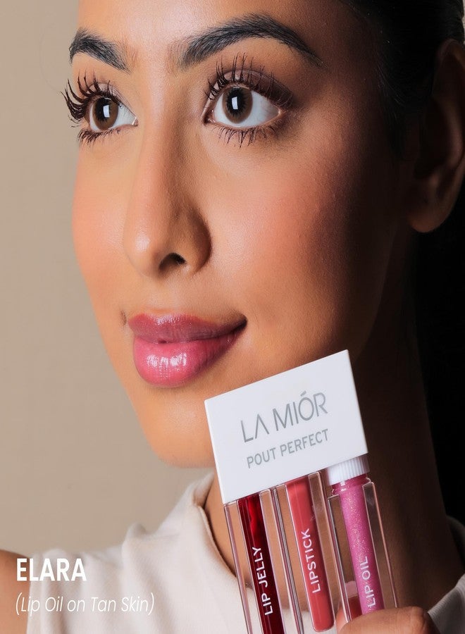 LaMior Pout Perfect 3-in-1 Lip Kit | Long-Lasting Lip Stain, Hydra Matte Liquid Lipstick & Non-Sticky Glossy Lip Oil | Hydrating, Vegan & Cruelty-Free Peptide Lip Care | Travel Makeup Kit with Nourishing Ceramides & Noni - Image 4
