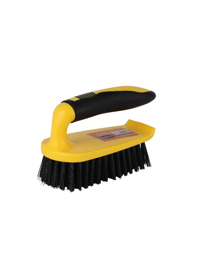 Royalford Floor Brush- RF11190| Scrubbing Brush with Handle| Multi-Purpose Scrub with Bristles for Cleaning Kitchen and Bathroom| Superior Quality Cleaning Brush| Abrasive and Superior Cleaning Power| Strong and Comfortable Grip| Cleaning Supplies| Yellow and black - Image 1