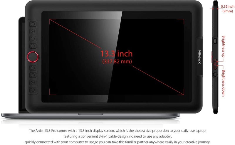 XP-PEN Artist 13.3 Pro 13.3 Inch Drawing Pen Display Graphics Monitor Full-Laminated Technology Drawing Monitor with Tilt Function and Red Dial (8192 Levels Pen Pressure, 120% sRGB) - Image 4