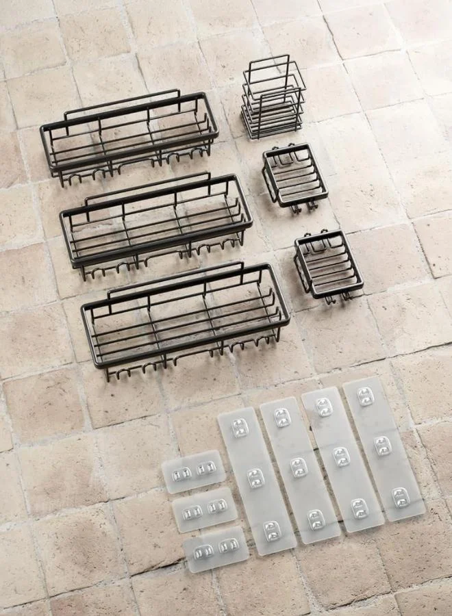 QUESERA 6-Pack Rustproof Adhesive Shower Caddy | Stainless Steel Bathroom Organizer Set