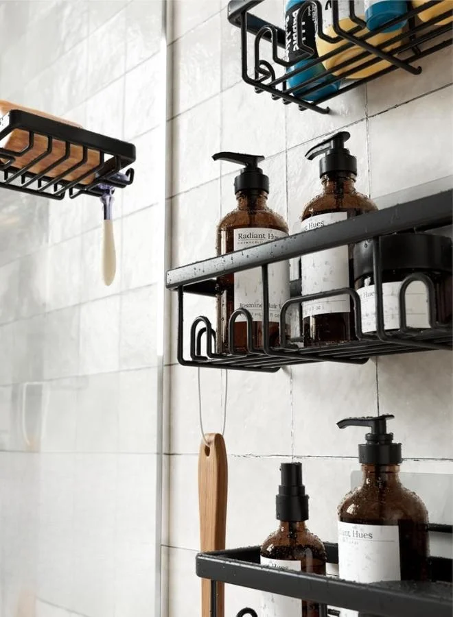 QUESERA 6-Pack Rustproof Adhesive Shower Caddy | Stainless Steel Bathroom Organizer Set