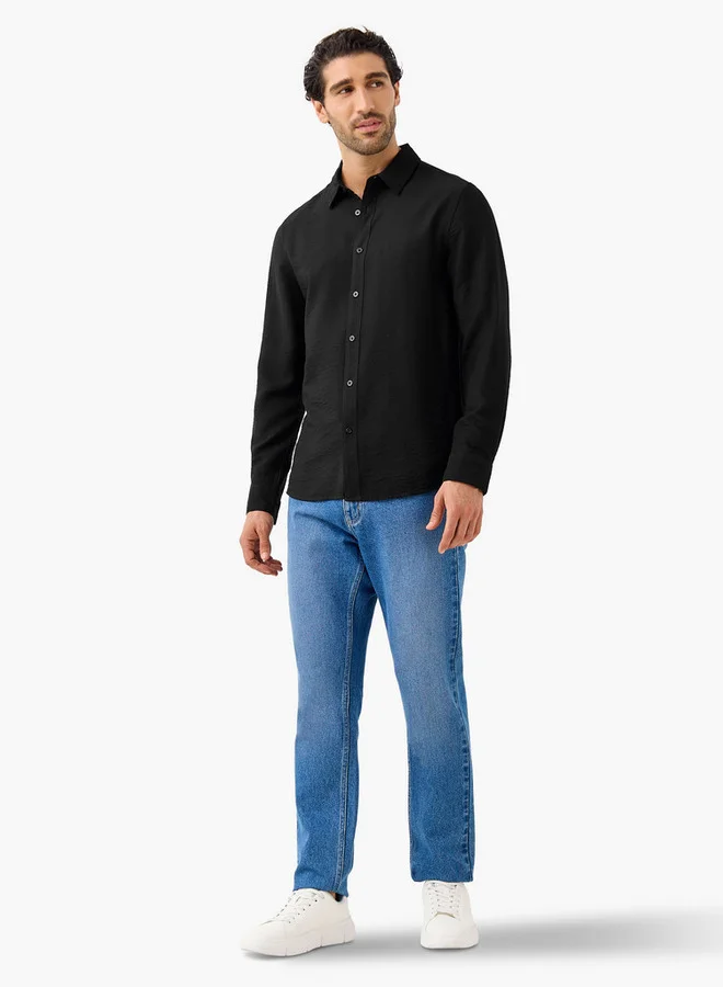 Splash FAV Regular Fit Crinkle Textured Collared Shirt