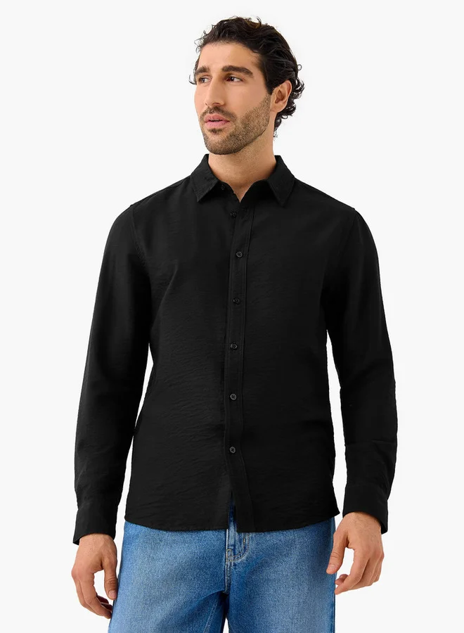 Splash FAV Regular Fit Crinkle Textured Collared Shirt