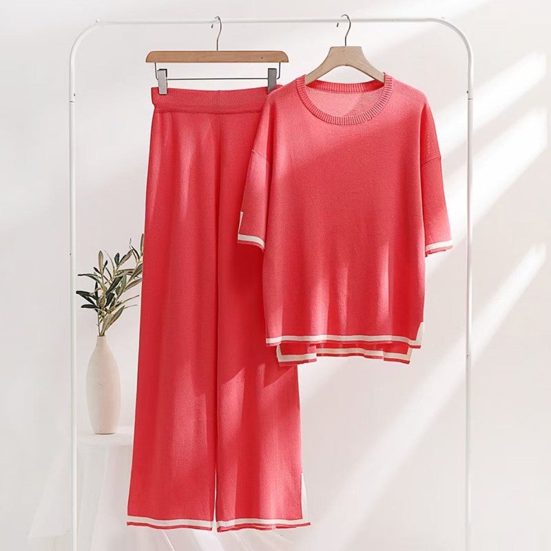 Loose Splice Sweater and Slit Pants Milky White - Image 3