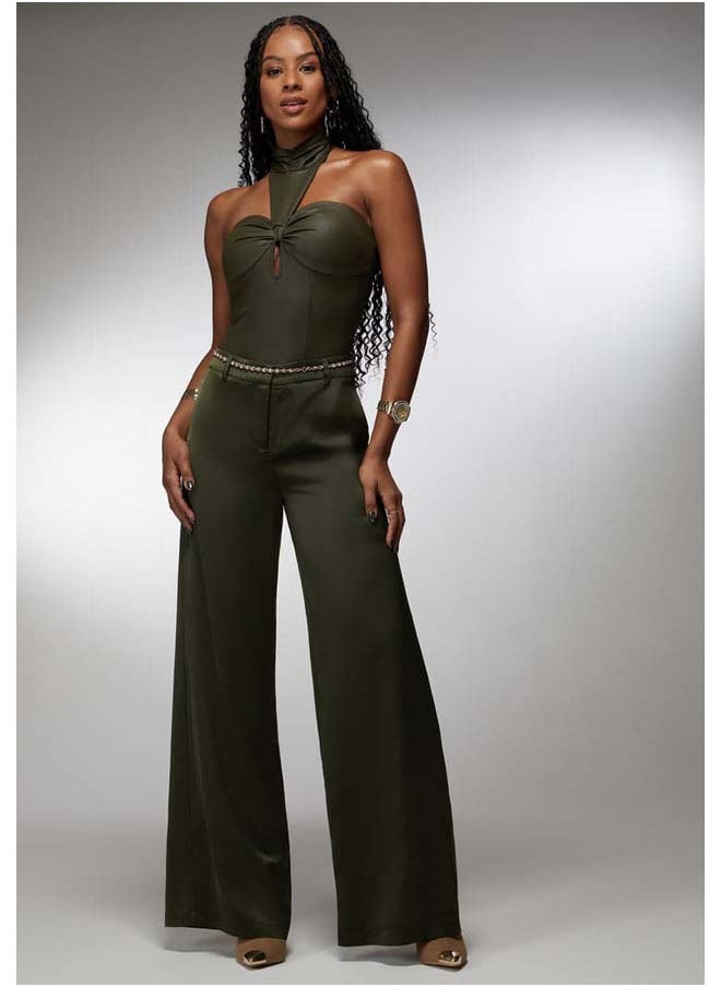 bebe High Waist Satin Ultra Wide Leg Pant  - Image 2