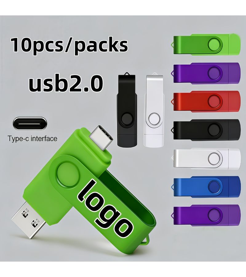 Orange 8GB USB 2 0 OTG Flash Drive 10 Pack Metal Rotatable Pendrive Memory Stick Type C U Disk Free Custom Logo - Image 1