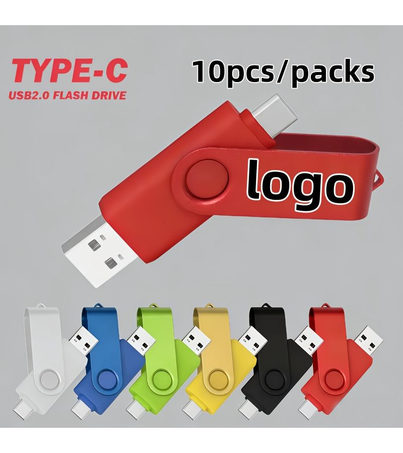 Orange 8GB USB 2 0 OTG Flash Drive 10 Pack Metal Rotatable Pendrive Memory Stick Type C U Disk Free Custom Logo - Image 3