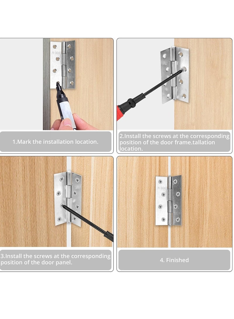 ABBASALI 12Pcs Folding Hinges-Inner Door Butt Hinge with Mounting Screws for Cupboard,Cabinet,Windows JewelleryBox Home Furniture Hardware Cabinets With Screw,MarkerPen,Gloves & Screwdriver (4 inch)  - Image 3