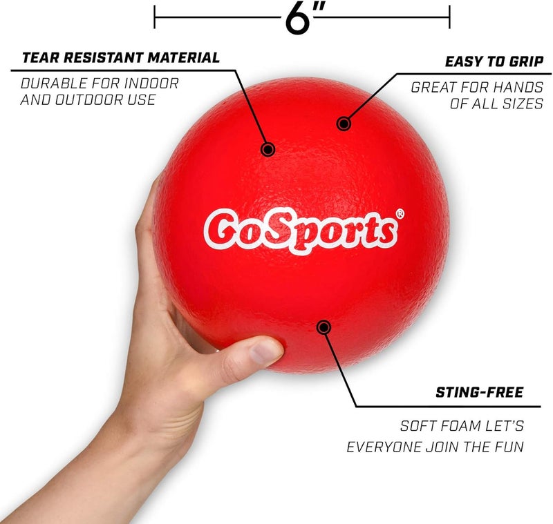 GoSports GoSports Soft Skin Foam Playground Dodgeballs  Choose 6 or 7 Inch No Sting Balls for Kids  Set of 6 Includes Mesh Carry Bag - Image 2