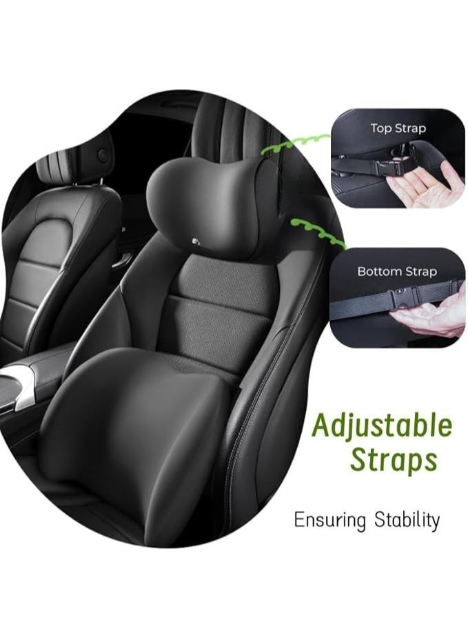Memory Foam Car Seat Neck Pillow and Lumbar Support Set for Pain Relief and Comfort During Driving - Image 2