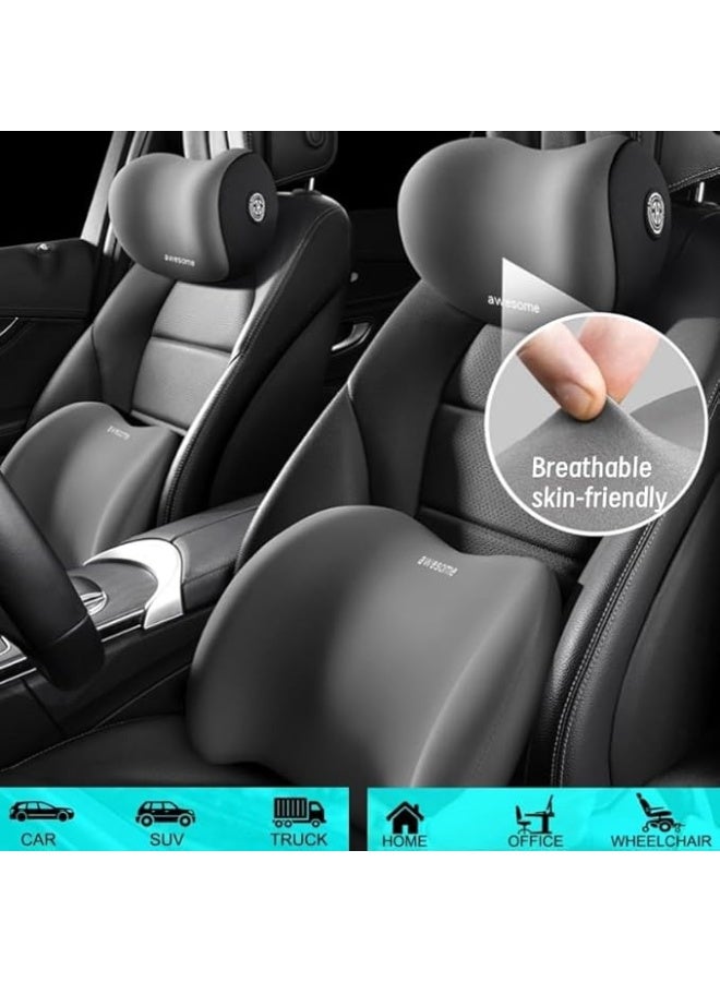 Memory Foam Car Seat Neck Pillow and Lumbar Support Set for Pain Relief and Comfort During Driving - Image 5