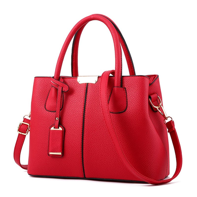 Covelin Women's Top-handle Cross Body Handbag Middle Size Purse Durable Leather Tote Bag Wine red - Image 1