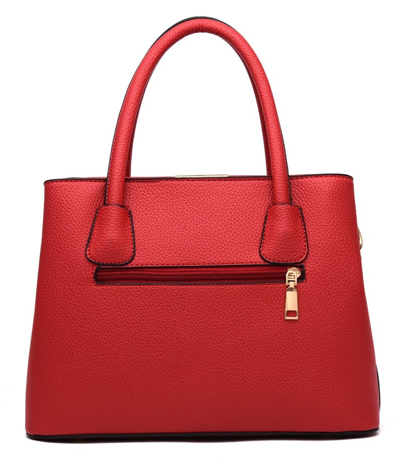 Covelin Women's Top-handle Cross Body Handbag Middle Size Purse Durable Leather Tote Bag Wine red - Image 3