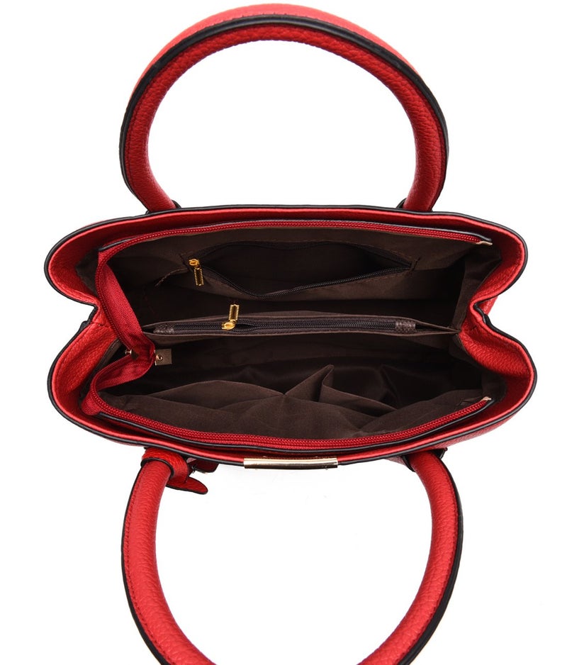 Covelin Women's Top-handle Cross Body Handbag Middle Size Purse Durable Leather Tote Bag Wine red - Image 5