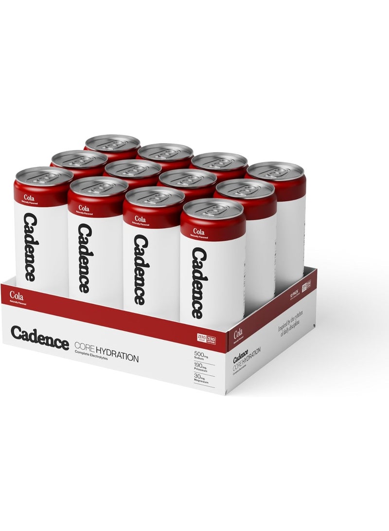 Cadence Core Electrolyte Hydration Drink - Sugar Free, Zero Caffeine - Cola, 12 x 330ml Cans - Image 1