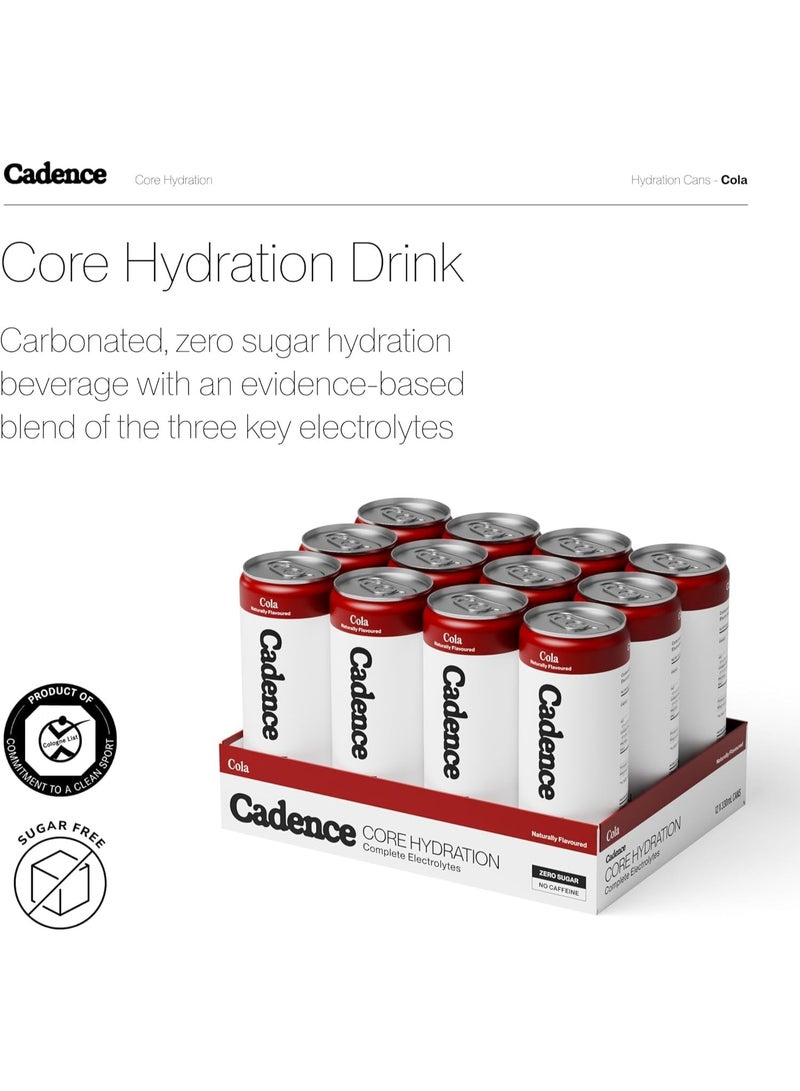 Cadence Core Electrolyte Hydration Drink - Sugar Free, Zero Caffeine - Cola, 12 x 330ml Cans - Image 2