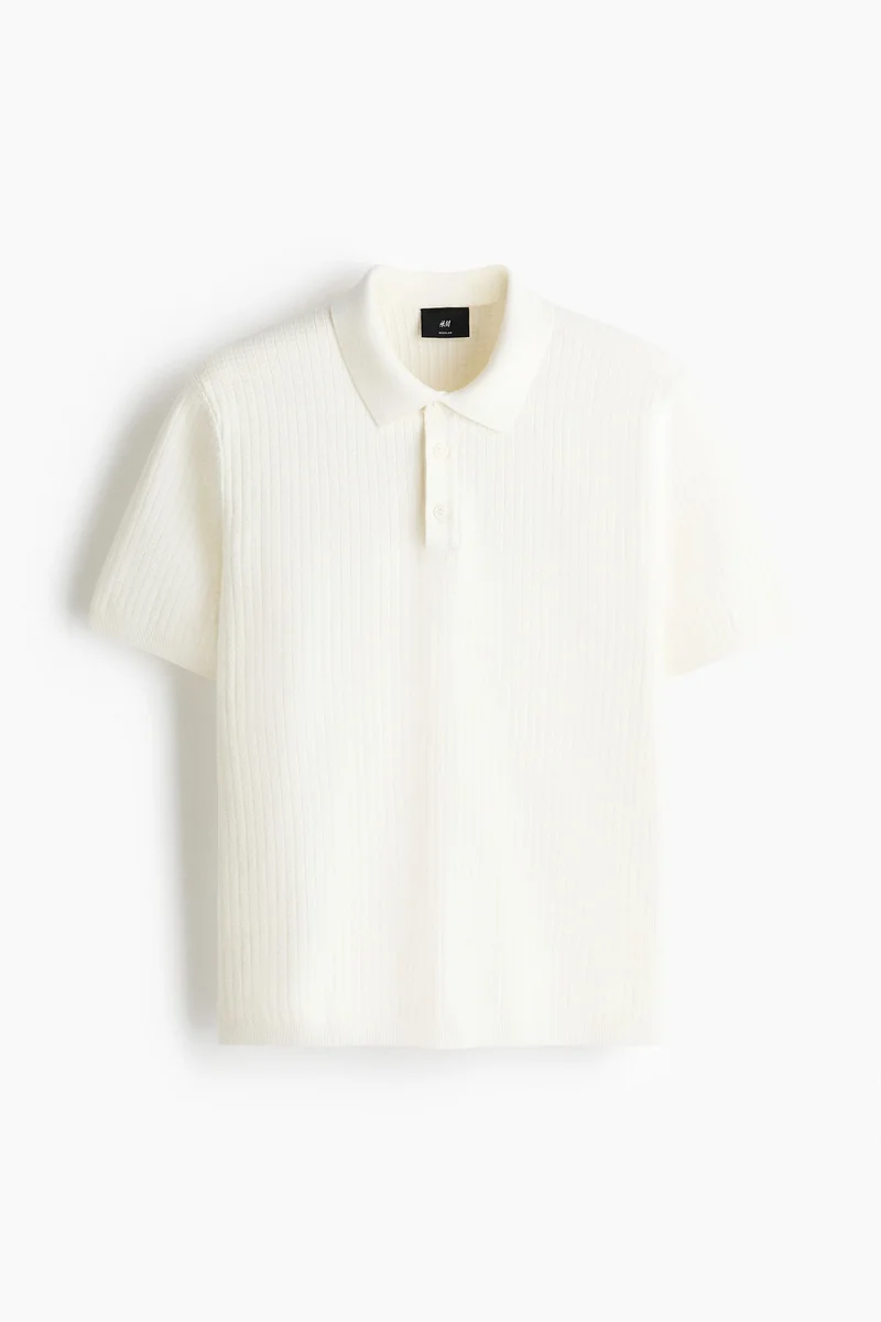 H&M Regular Fit Textured-knit polo shirt