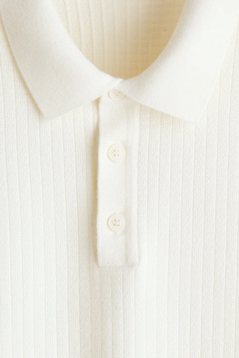 H&M Regular Fit Textured-knit polo shirt