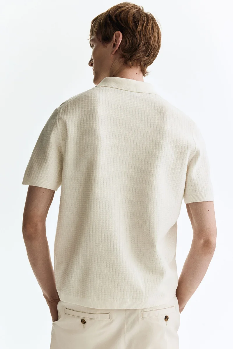 H&M  Regular Fit Textured-knit polo shirt for Men | Best Price UAE