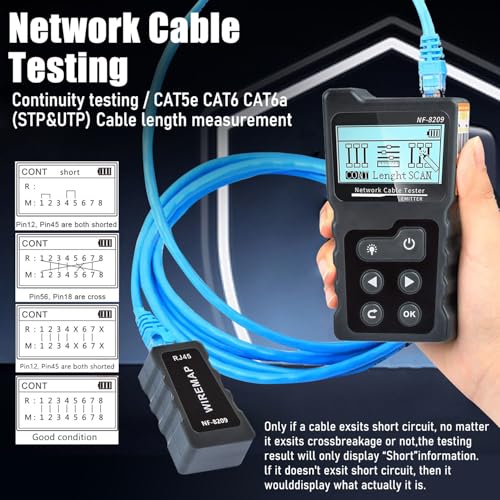 NOYAFA NF-8209 Network Cable Tester ethernet Tester with PoE NCV Multi-Function line Tracker LAN CAT5 CAT6 Tracker LCD Display Measure Length Wiremap Tester - Image 5