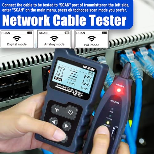 NOYAFA NF-8209 Network Cable Tester ethernet Tester with PoE NCV Multi-Function line Tracker LAN CAT5 CAT6 Tracker LCD Display Measure Length Wiremap Tester - Image 2