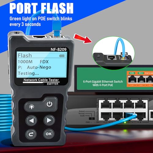 NOYAFA NF-8209 Network Cable Tester ethernet Tester with PoE NCV Multi-Function line Tracker LAN CAT5 CAT6 Tracker LCD Display Measure Length Wiremap Tester - Image 4