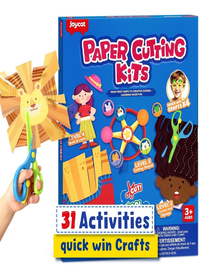 JoyCat Toddler Scissor Skills Activity Book, 4 Progressive Levels to Learn Cutting for Kids Ages 3-6, 27 Fun Crafts with Child-Safe Scissors, Develop Fine Motor Skills, Ideal Christmas Gift & Arts and Crafts - Image 1